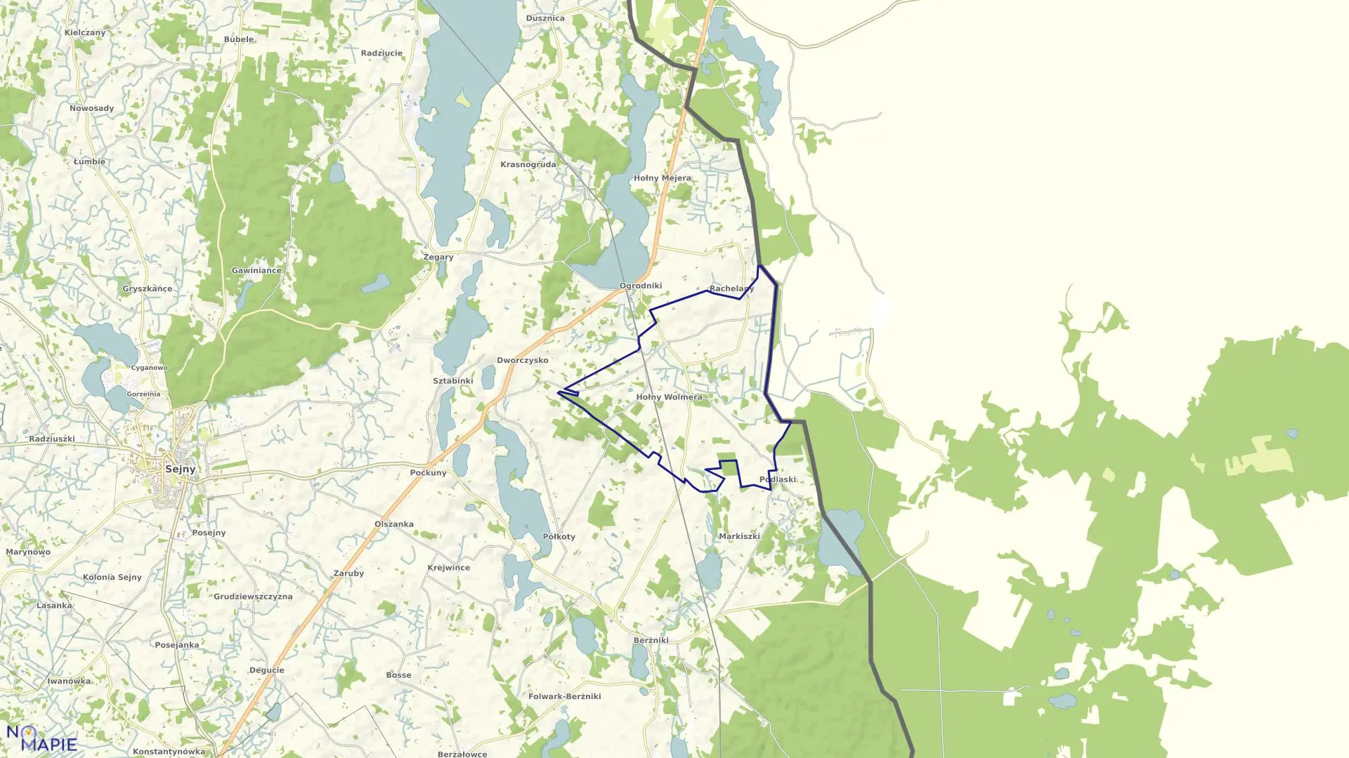 Mapa obrębu HOŁNY WOLMERA w gminie Sejny