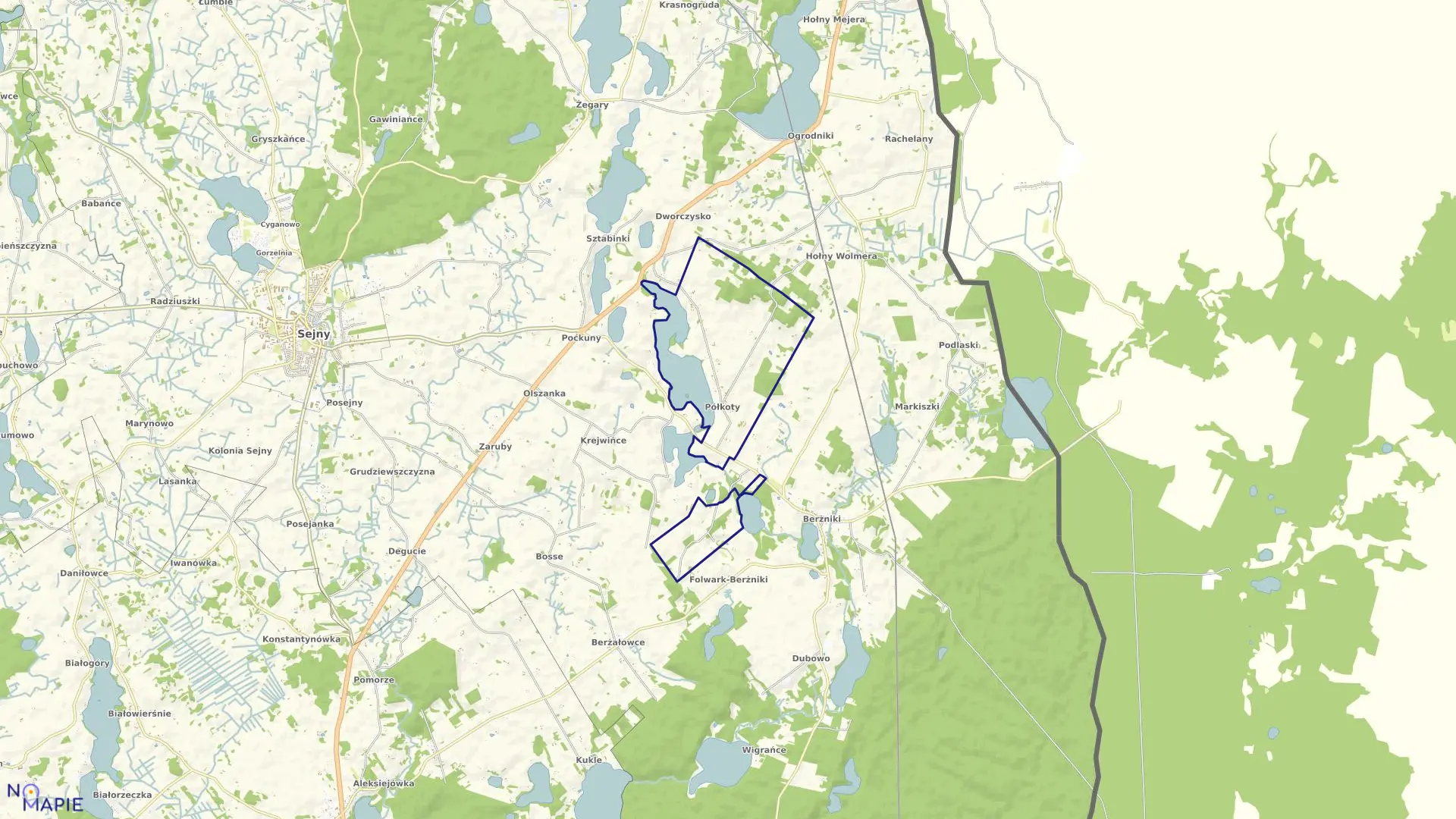 Mapa obrębu PÓŁKOTY w gminie Sejny