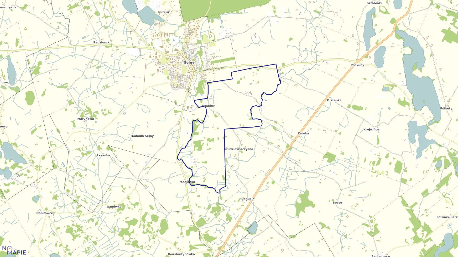 Mapa obrębu POSEJNY w gminie Sejny